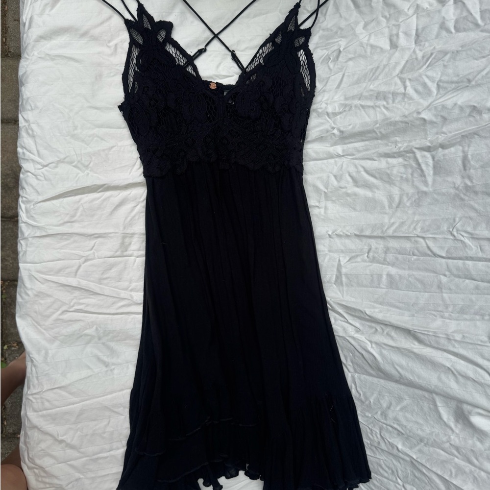 Free People Black Lace Slip Dress